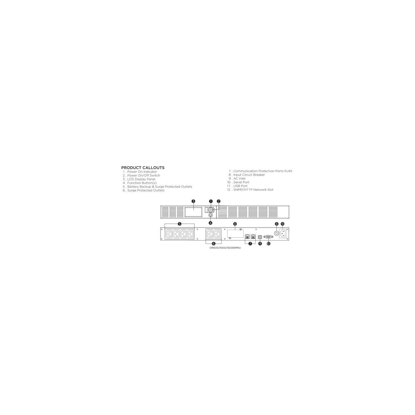CyberPower USV, OR-Serie, 1500VA/900W, Line-Interactive, LCD, 19"/1HE, USB/RS232, IEC C13 Kaltgeräte - 188439 - 3