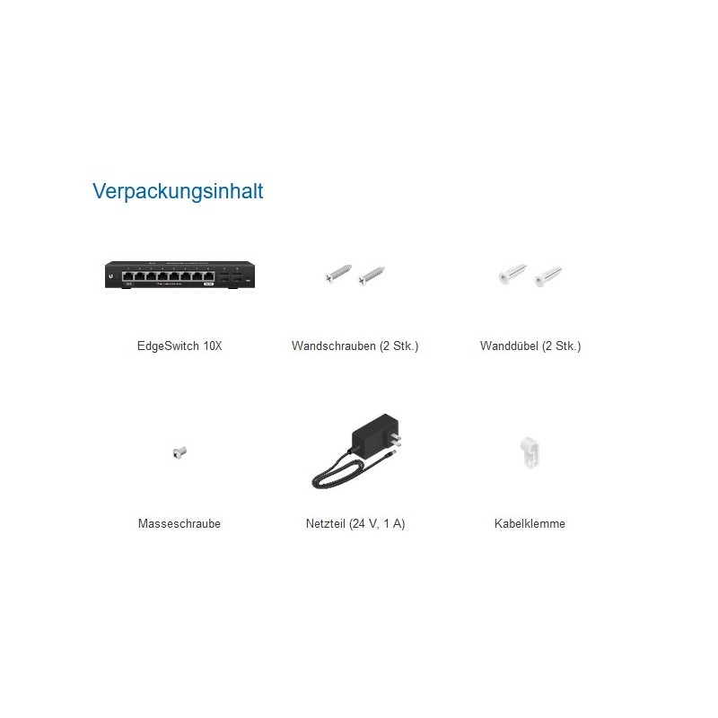 Ubiquiti EdgeSwitch 10 / 8 Gigabit RJ45 Ports / 2 SFP Ports / 1 POE Passthrough / ES-10X - 155350 - 6