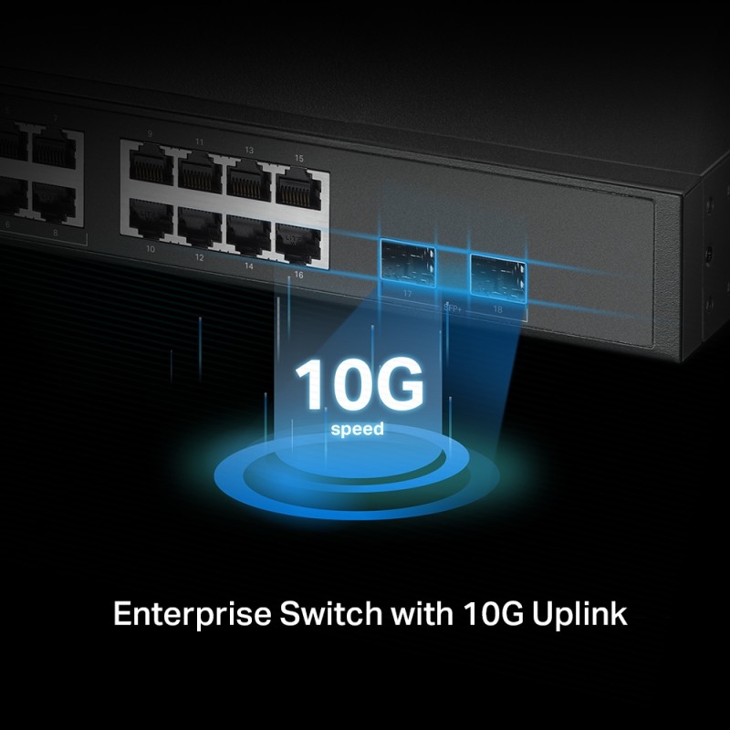 TP-Link Switch smart managed Layer2 18 Port &bull 8x 2.5 GbE POE &bull 8x 2.5 GbE &bull PoE Budget 150W &bull 2x SFP &bull 19" &