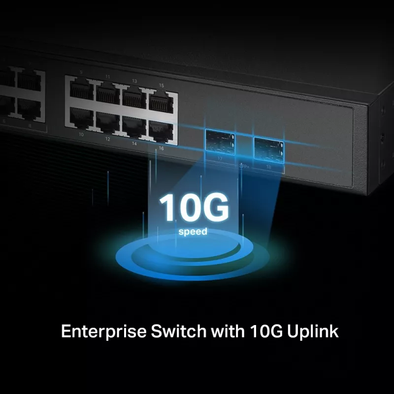 TP-Link Switch smart managed Layer2 18 Port &bull 8x 2.5 GbE POE &bull 8x 2.5 GbE &bull PoE Budget 150W &bull 2x SFP &bull 19" &