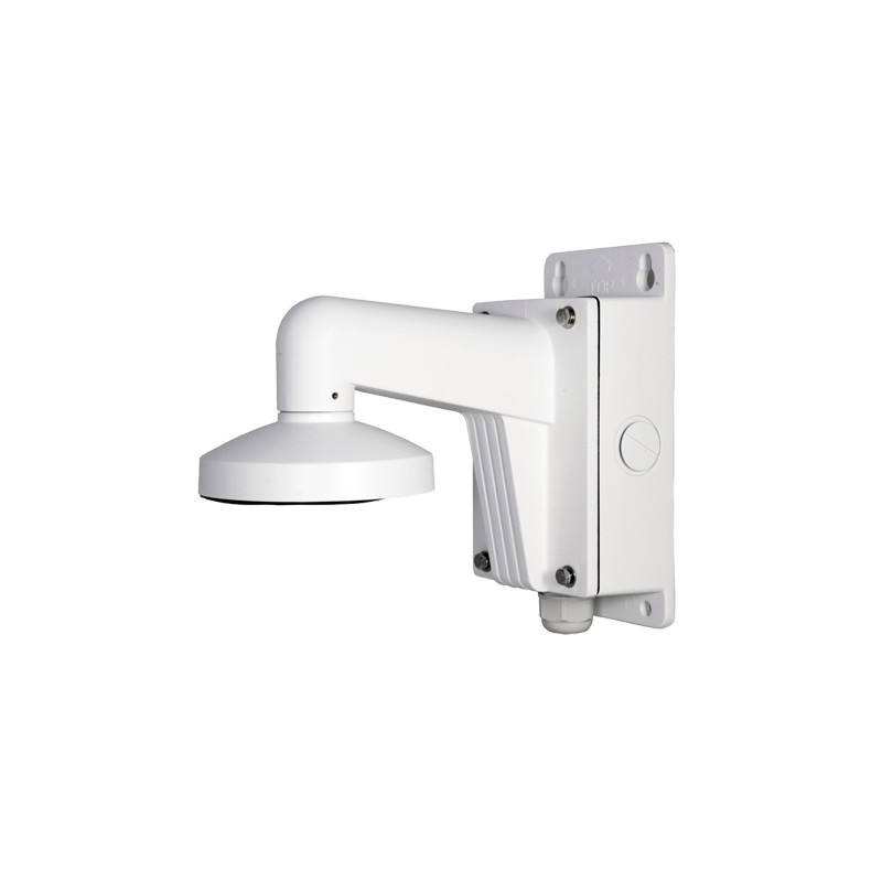 Wall mount - Junction box - Suitable for outdoor use - White color - Compatible with Hiwatch Hikvision - Cable pin - DS-
