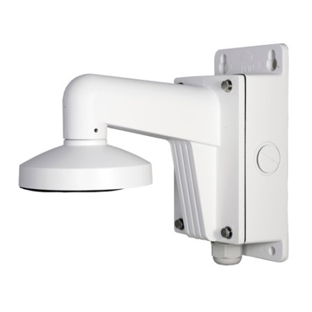 Wall mount - Junction box - Suitable for outdoor use - White color - Compatible with Hiwatch Hikvision - Cable pin - DS-