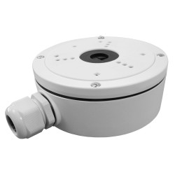 Junction box - For dome or bullet cameras - Suitable for outdoor use - Ceiling or wall installation - Cable pin - White