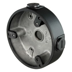 Junction box - For dome cameras - Suitable for outdoor use - Ceiling or wall installation - Cable pin - Color black - P