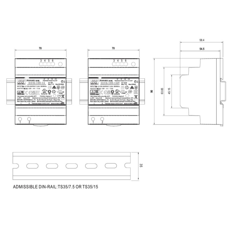MEANWELL Power Supply - 48V 100W DIN Rail NON-LPS - 243778 - 2
