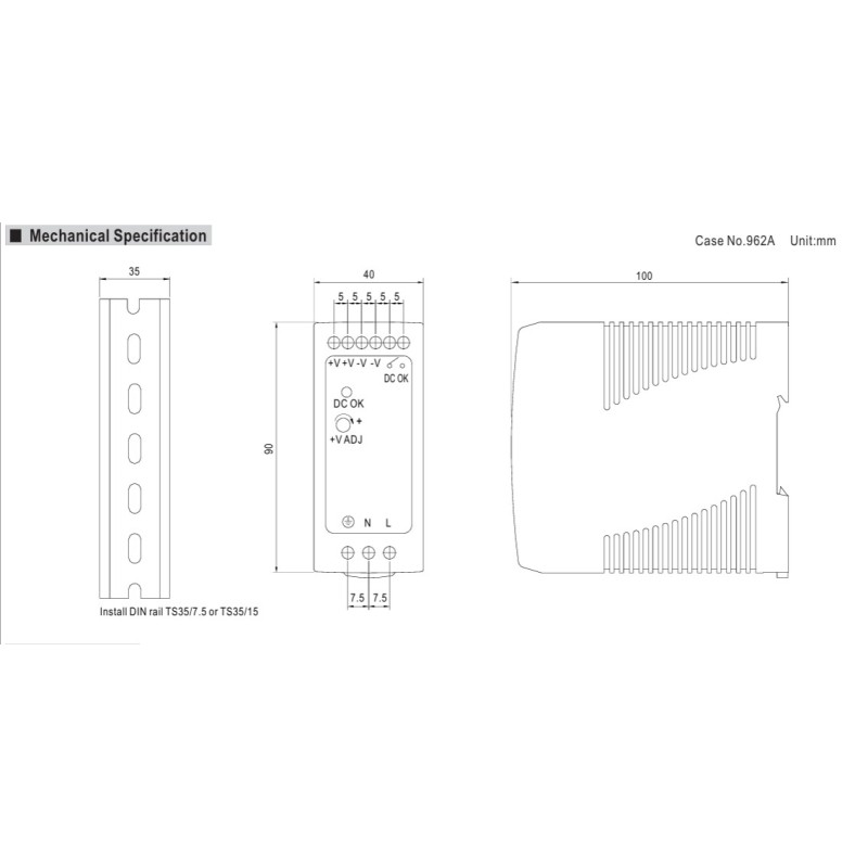 MEANWELL Power Supply - 24V 40W DIN Rail - 246452 - 2