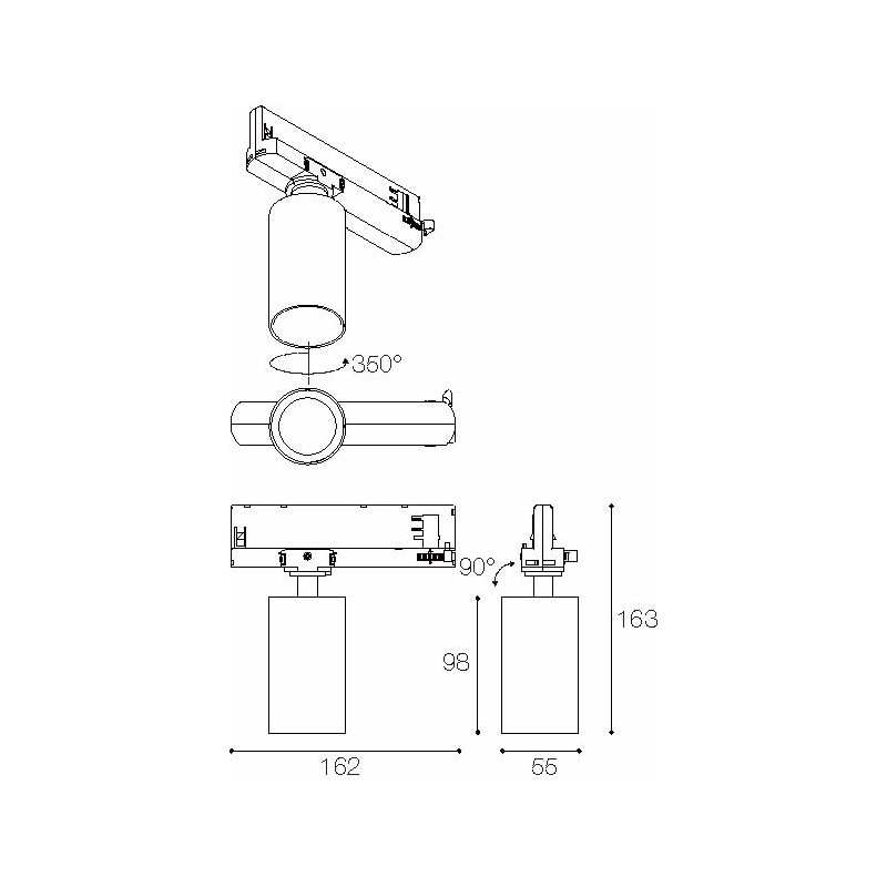 Synergy 21 LED Track-Serie für Stromschiene 3PH VLF-Serie schwarz 3000K (Standard integrated Adapter) - 240519 - 3