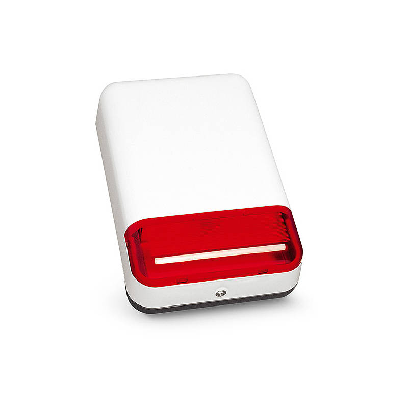 Satel Aussensirene, rote Kalotte, weiss, 120 dB
