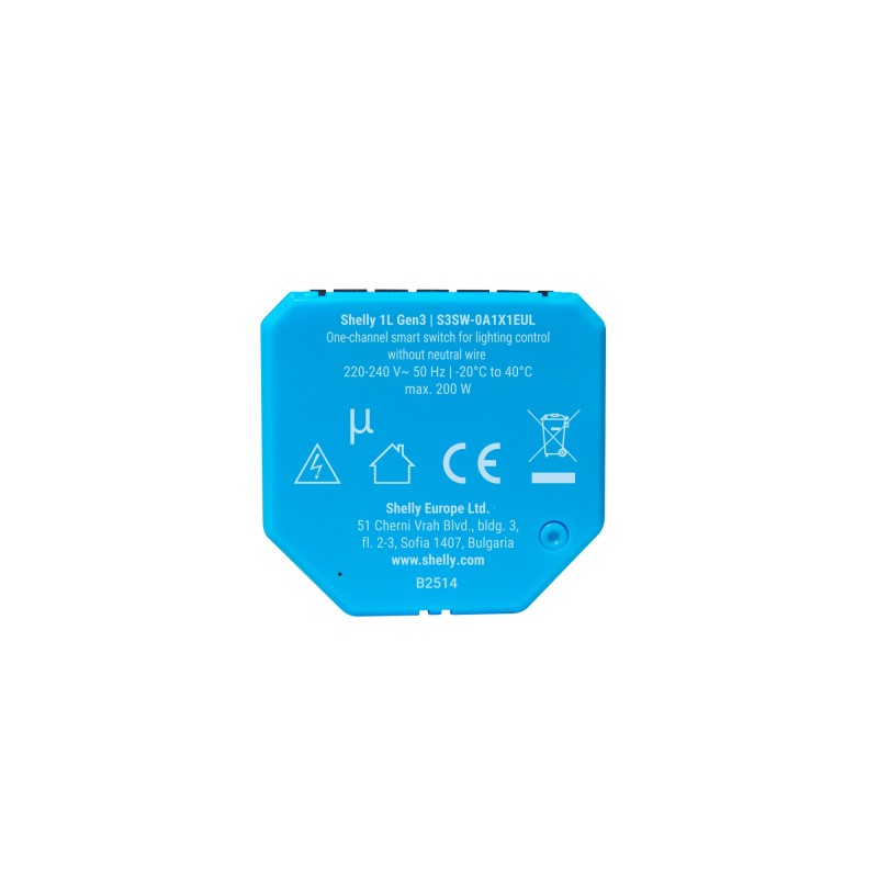 Shelly · Unterputz · "1L Gen3" · ohne Neutralleiter · inkl. Bypass · WLAN · BT - 244063 - 11