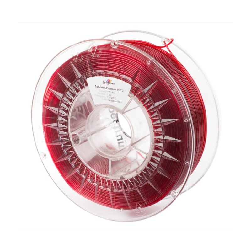 Spectrum 3D Filament / PET-G Premium / 1,75mm / Transparent Red / Rot Durchsichtig / 1kg - 167590 - 2