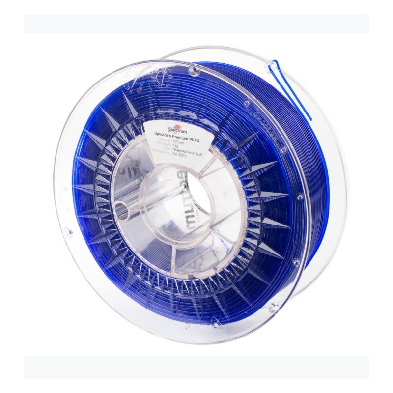 Spectrum 3D Filament / PET-G Premium / 1,75mm / Tranparent Blue / Blau Durchsichtig / 1kg - 167591 - 2
