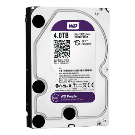 Festplatte - Kapazität 4 TB - SATA-Schnittstelle 6 GB/s - Modell WD40PURX - Speziell für Videorekorder - Lose oder in DVR instal