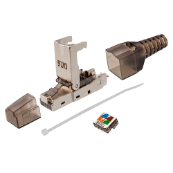 RJ45 connector - Compatible with FTP cable Cat 6 - Metal housing - Easy installation without tools CON300-FTP6-TL MARCA BLANC