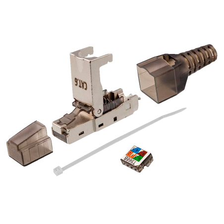 RJ45 connector - Compatible with FTP cable Cat 6 - Metal housing - Easy installation without tools CON300-FTP6-TL MARCA BLANC