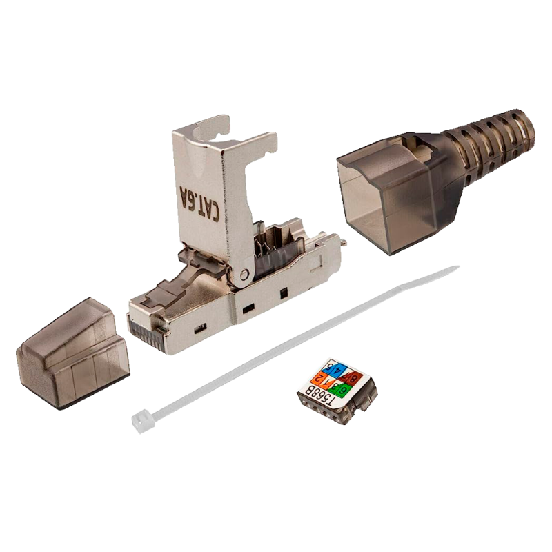 RJ45 connector - Compatible with FTP cable Cat 6A - Metal housing - Easy installation without tools - CON300-FTP6A-TL BRAND