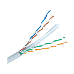 Halogen-free rigid UTP cable - Category 6E - OFC conductor, 99.9% copper purity - 305 meter roll - 5.5 mm diameter -