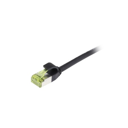Patchkabel RJ45, CAT6A 500Mhz, 0.15m, schwarz, S/FTP, slimline rund d4,5mm, TPE/LSZH(Superflex), AWG28, mit CAT7 Rohkabel, Syner