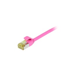 Patchkabel RJ45, CAT6A 500Mhz, 2m, magenta, S/FTP, slimline rund d4,5mm, TPE/LSZH(Superflex), AWG28, mit CAT7 Rohkabel, Synergy 