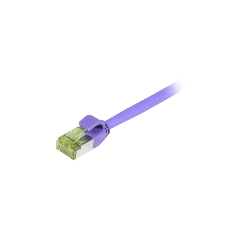 Patchkabel RJ45, CAT6A 500Mhz, 0.25m, lila, S/FTP, slimline rund d4,5mm, TPE/LSZH(Superflex), AWG28, mit CAT7 Rohkabel, Synergy 