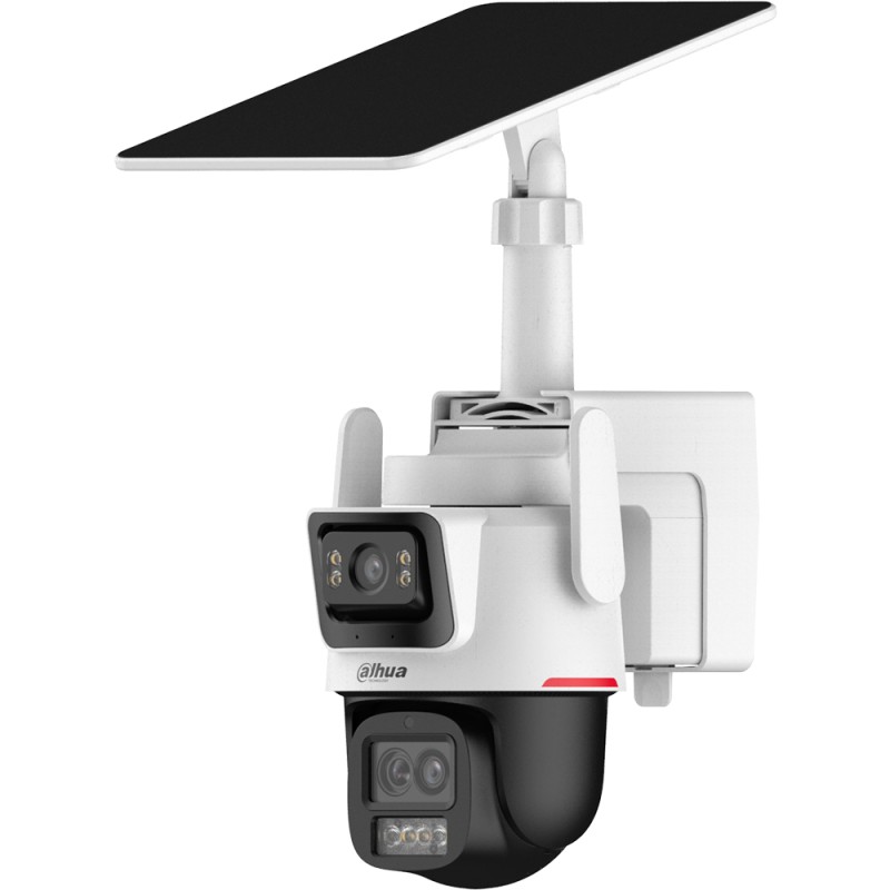 Dahua 4G IP-Dual-Lens-PT-Dome-Kamera, 2 x 3 MP, 2,8/3,6/8,4 mm, mit Solarpanel, IP66, weiss - DH-IPC-PTS2649DCP-3E3Z-S4GB20-3684