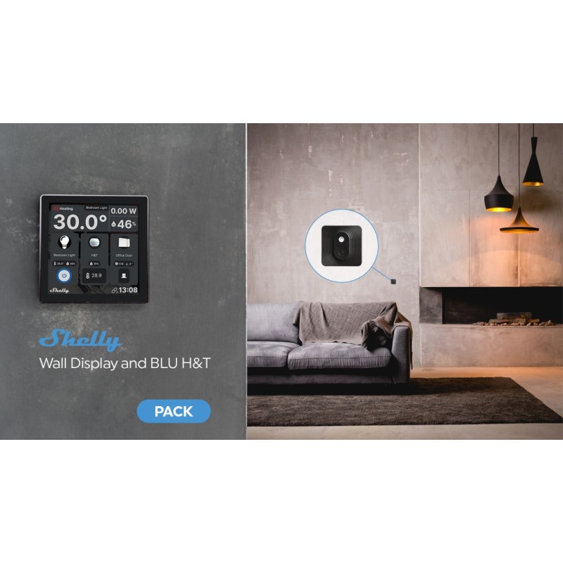 Shelly · Flush-mounted · “Wall Display Black & BLU H&T Black” · Android · WLAN · black - 234704 - 2