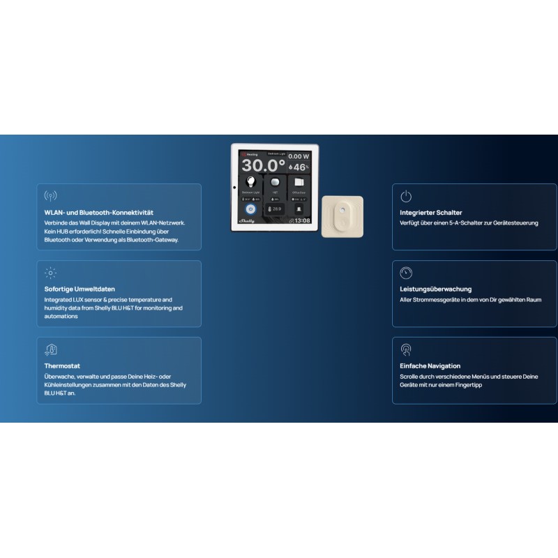 Shelly · Flush-mounted · "Shelly Wall Display White + BLU H&T Ivory" · Android · WLAN · white - 234705 - 4