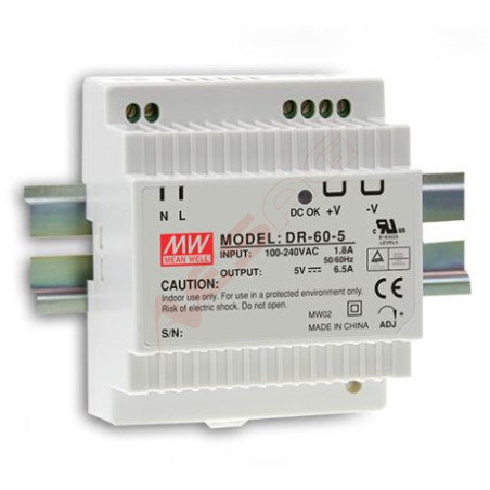 Mean Well power supply - 24V 60W Hutschiene Meanwell - Artmar Electronic & Security AG