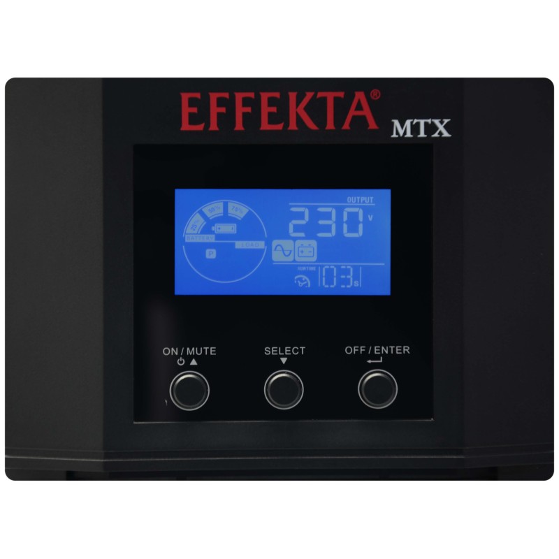 Effekta MTX-XL line-interactive UPS, 3000VA, 28min at cos phi 0.7 , MTX3000-28, USB+RS232, black, sine wave output, - 159692 - 3