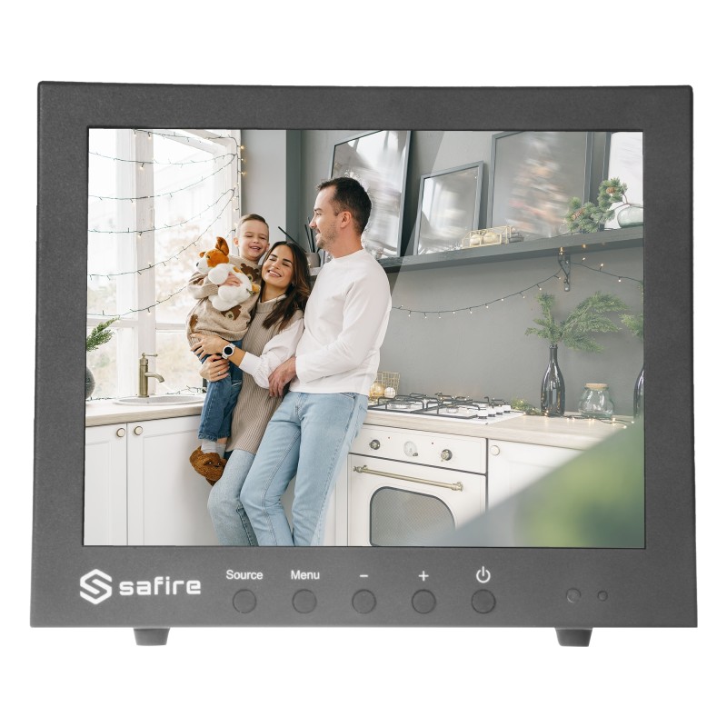 SAFIRE LED-Monitor 10" - Entwickelt für die Videoüberwachung - Format 4:3 - VGA, HDMI, BNC Loop und Audio - Auflösung 1024x768 -
