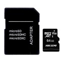 Memory card with Hikvision adapter - Capacity 64 GB - Class 10 | Write speed 20 MB/s - Up to 300 write cycles - - HS-TF-C1STD-64