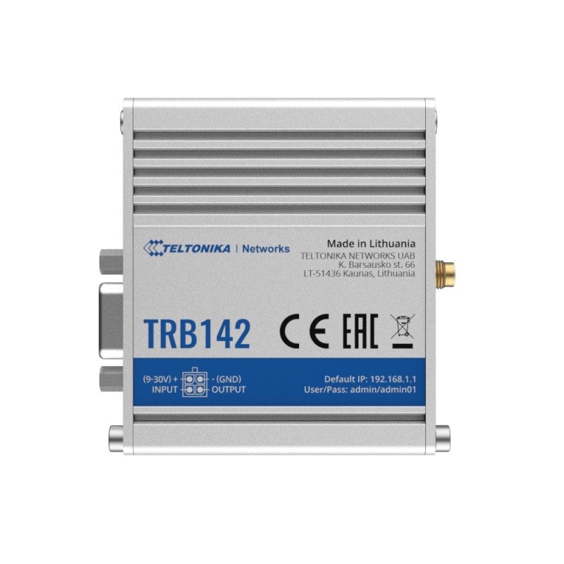 Teltonika Gateway 4G Industrial - 4G Category 1 / 3G / 2G - Port RS232 - Compact design - Micro-USB connector - TK-TRB142 - 1