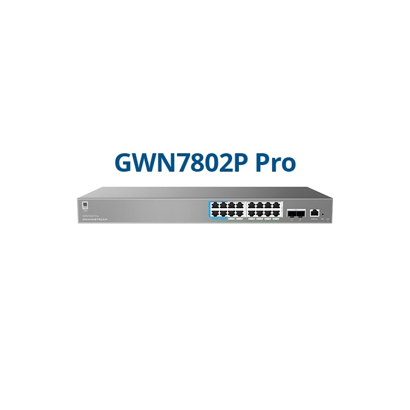 Grandstream GWN7802P PRO ? Enterprise Layer 2++ Managed Switch ? 16× Gigabit RJ45 (PoE/PoE+) + 2× Gigabit SFP+ - 251512 - 1