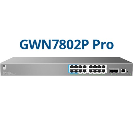 Grandstream GWN7802P PRO ? Enterprise Layer 2++ Managed Switch ? 16× Gigabit RJ45 (PoE/PoE+) + 2× Gigabit SFP+ - 251512 - 1