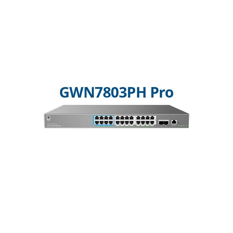 Grandstream GWN7803PH PRO ? Enterprise Layer 2++ Managed Switch ? 24× Gigabit RJ45 (PoE/PoE+) + 2× Gigabit SFP+ - 251514 - 1