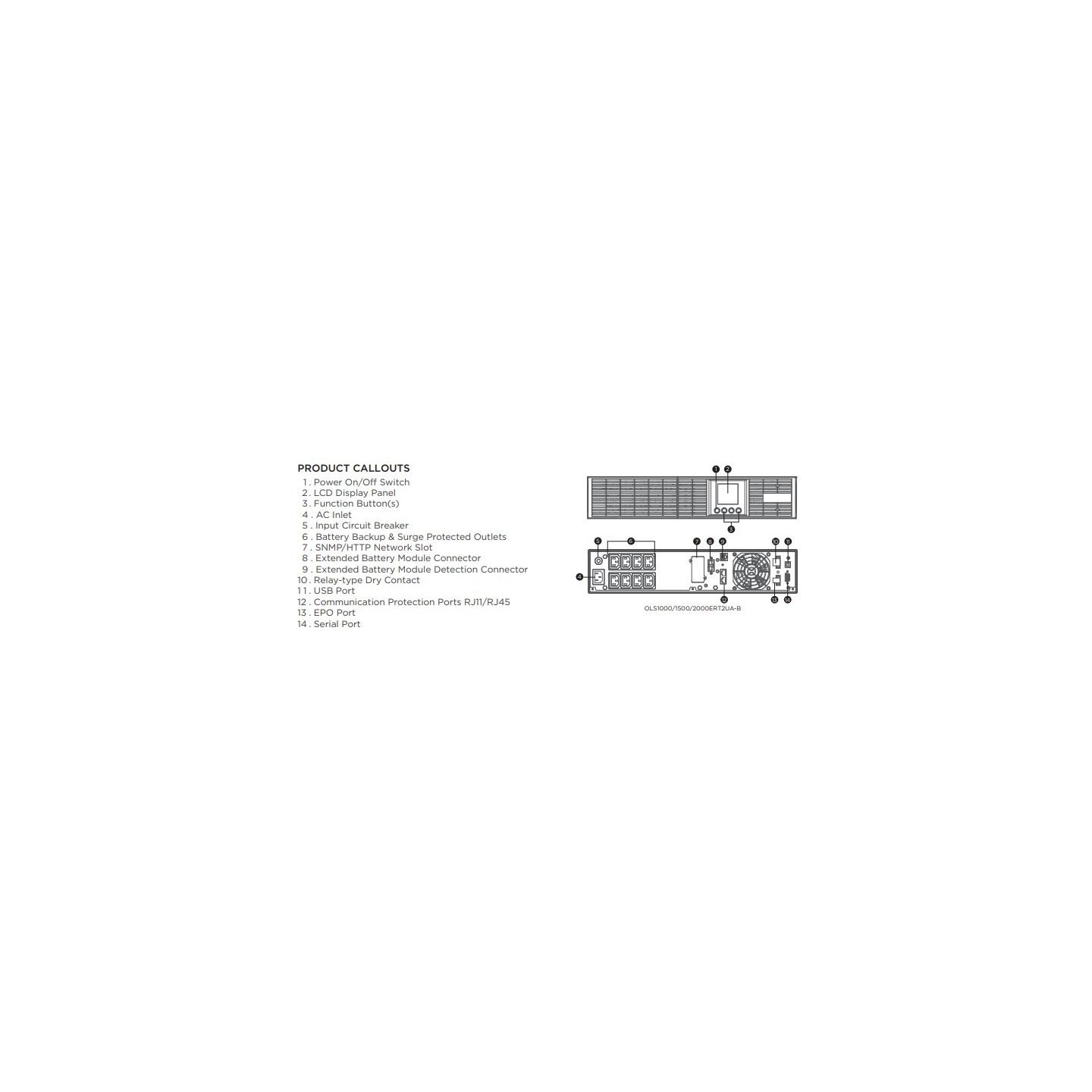CyberPower UPS, OLS Tower/19" series, 1000VA/900W, 2U, On-Line, LCD, USB/RS232, - 249445 - 6