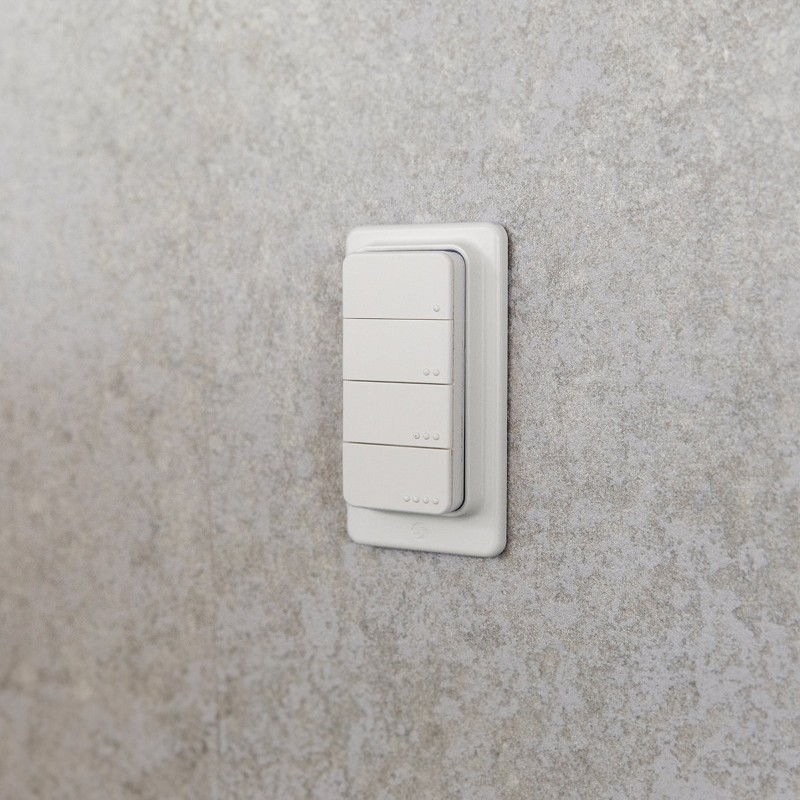 Shelly · Plug & Play · "Blu ZB RC Button 4" · Fernbedienung inkl. Magnethalter · 4-fach · 16 Aktionen · Bluetooth · Zigbee · Wei