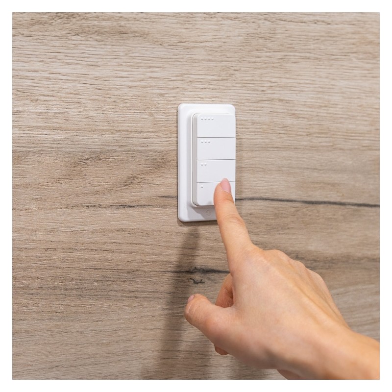 Shelly · Plug & Play · "Blu ZB RC Button 4" · Fernbedienung inkl. Magnethalter · 4-fach · 16 Aktionen · Bluetooth · Zigbee · Wei