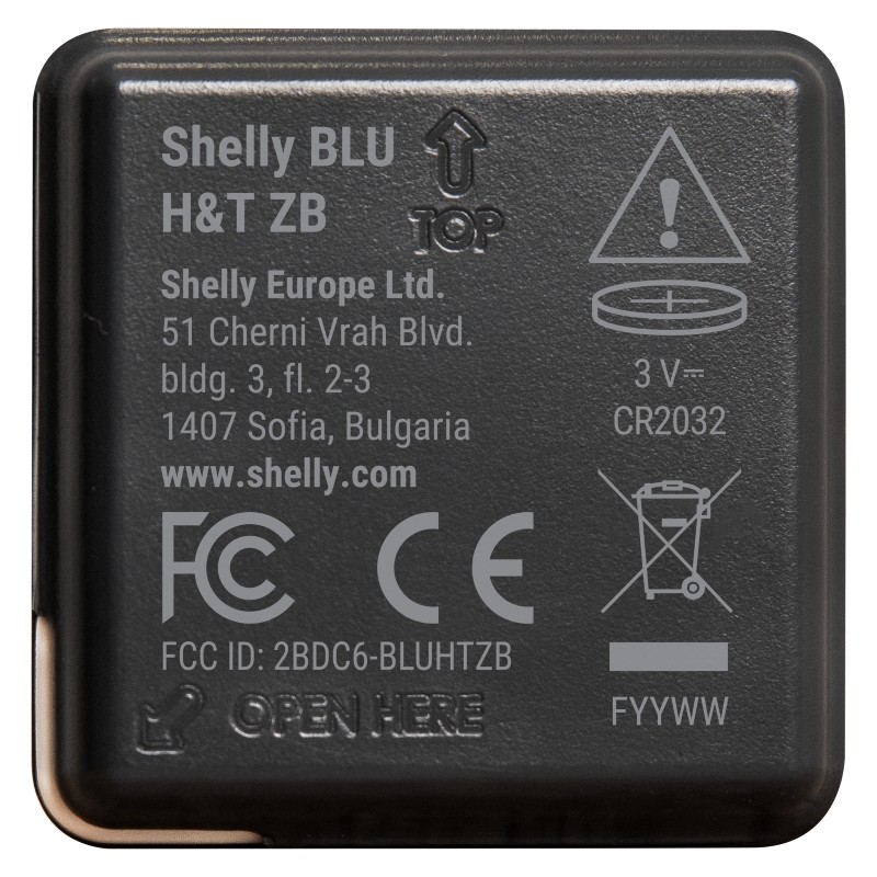 Shelly - Plug & Play - "Blu ZB H&T Black" - Temperature & humidity sensor - Bluetooth - Zigbee - Battery - Black - 252279 - 3