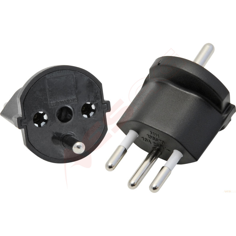 Fix-Adapter D Schuko / CH 3-polig, Schwarz