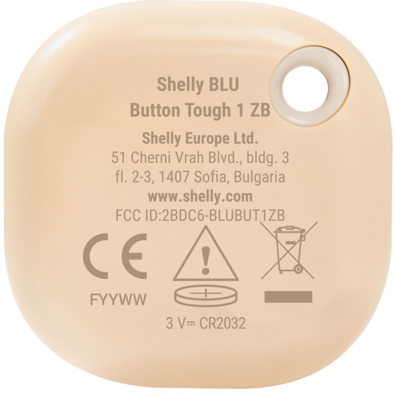 Shelly - Plug & Play - "Blu ZB Button Tough Mocha" - Switch & Dimmer - Bluetooth - Zigbee - Battery - Mocha - 252253 - 3