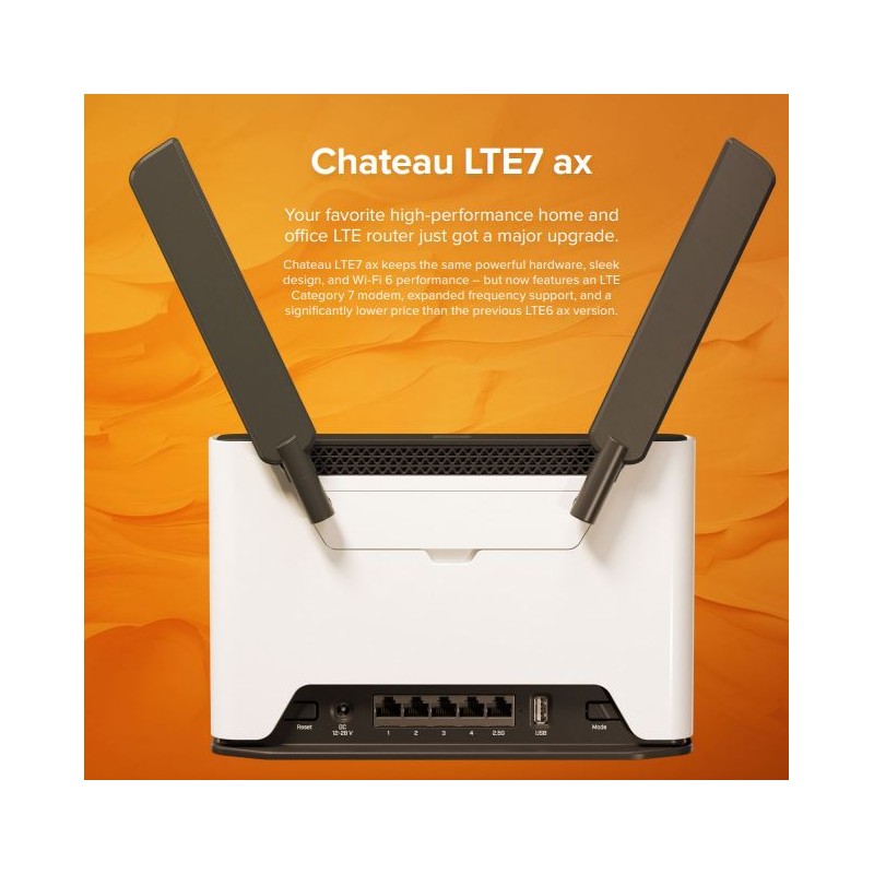 MikroTik Chateau LTE7 ax with two wireless interfaces (2.4 and 5 Ghz), 4x Gigabit, 1x 2.5 GB, S53UG+5HaxD2HaxD-TC&R11e-LTE7 - 25