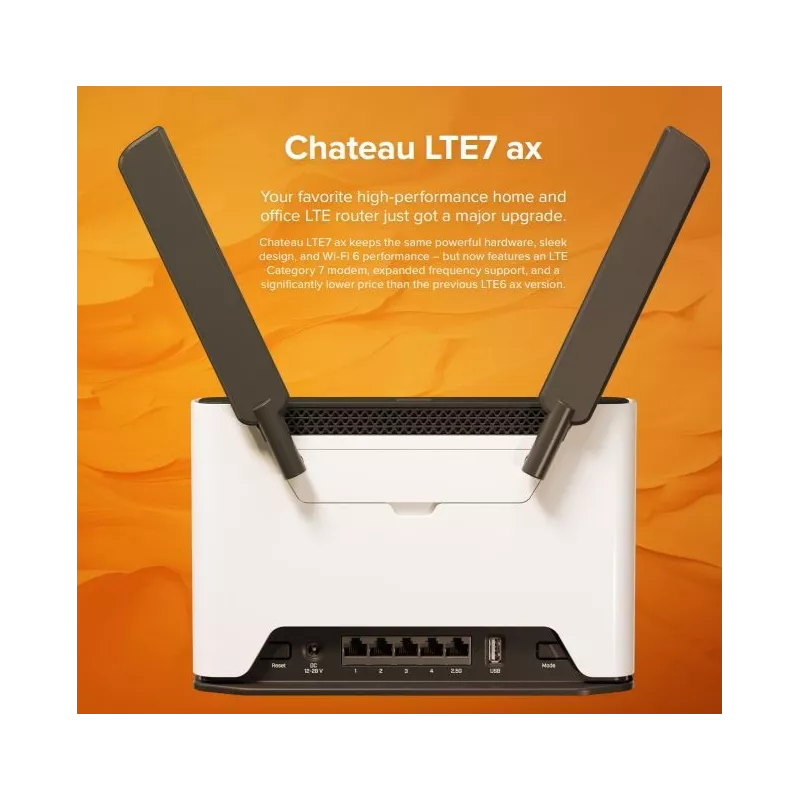 MikroTik Chateau LTE7 ax with two wireless interfaces (2.4 and 5 Ghz), 4x Gigabit, 1x 2.5 GB, S53UG+5HaxD2HaxD-TC&R11e-LTE7 - 25