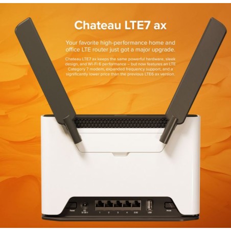 MikroTik Chateau LTE7 ax with two wireless interfaces (2.4 and 5 Ghz), 4x Gigabit, 1x 2.5 GB, S53UG+5HaxD2HaxD-TC&R11e-LTE7 - 25