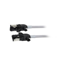 Patchkabel RJ45, CAT6A 500Mhz, 0.5m, grau, S/FTP, slimline rund d4,5mm, TPE/LSZH(Superflex), AWG28, mit CAT7 Rohk., drehbarer St