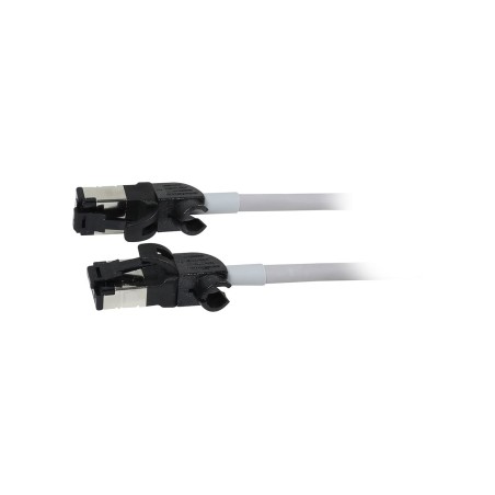 Patchkabel RJ45, CAT6A 500Mhz, 0.5m, grau, S/FTP, slimline rund d4,5mm, TPE/LSZH(Superflex), AWG28, mit CAT7 Rohk., drehbarer St