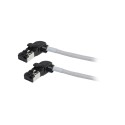 Patchkabel RJ45, CAT6A 500Mhz, 2m, grau, S/FTP, slimline rund d4,5mm, TPE/LSZH(Superflex), AWG28, mit CAT7 Rohk., drehbarer Stec