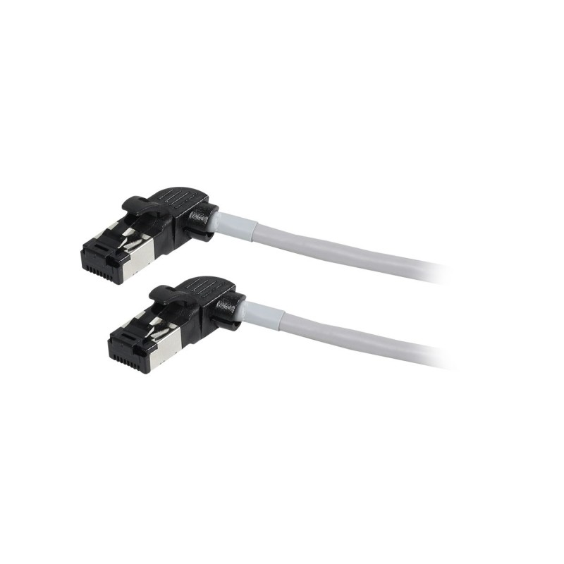 Patchkabel RJ45, CAT6A 500Mhz, 2m, grau, S/FTP, slimline rund d4,5mm, TPE/LSZH(Superflex), AWG28, mit CAT7 Rohk., drehbarer Stec