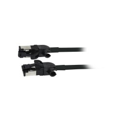 Patchkabel RJ45, CAT6A 500Mhz, 0.25m, schwarz, S/FTP, slimline rund d4,5mm, TPE/LSZH(Superflex), AWG28, mit CAT7 Rohk., drehbare