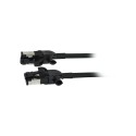 Patchkabel RJ45, CAT6A 500Mhz, 0.5m, schwarz, S/FTP, slimline rund d4,5mm, TPE/LSZH(Superflex), AWG28, mit CAT7 Rohk., drehbarer