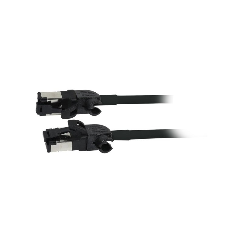Patchkabel RJ45, CAT6A 500Mhz, 0.5m, schwarz, S/FTP, slimline rund d4,5mm, TPE/LSZH(Superflex), AWG28, mit CAT7 Rohk., drehbarer